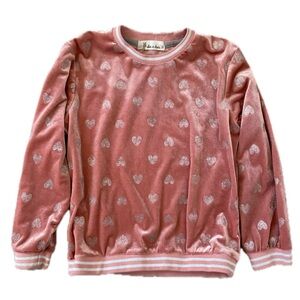 Doe a Dear Girls Pink Glitter Heart Sweatshirt